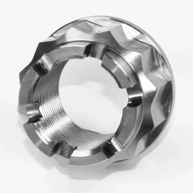 How does GR5 titanium compare to other materials for rear axle nuts?